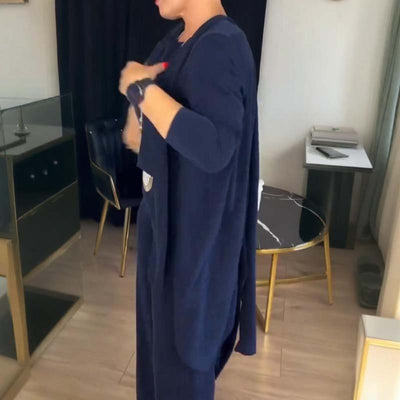 GABRIELLA | Conjunto de 3 piezas con cárdigan largo: Comodidad elegante y estilo versátil para cualquier ocasión