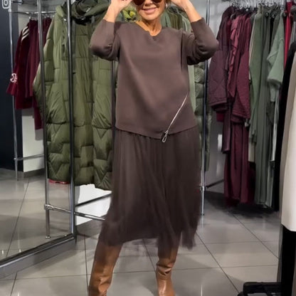 Ullé | Vestido elegante de punto y tul para mujer