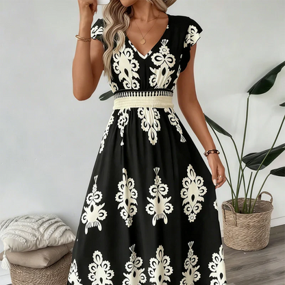Candela - Vestido maxi barroco con escote en V para Mujer