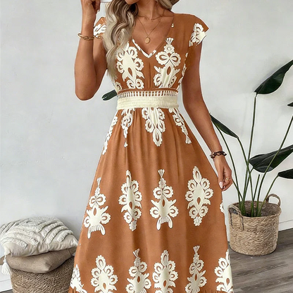 Candela - Vestido maxi barroco con escote en V para Mujer