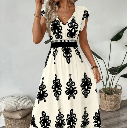 Candela - Vestido maxi barroco con escote en V para Mujer