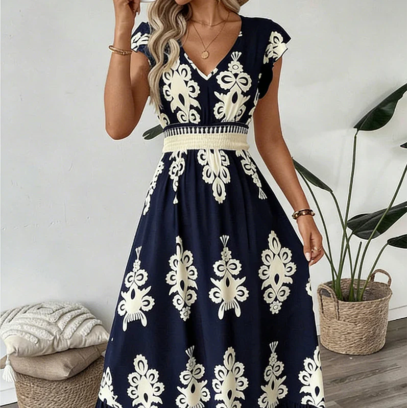 Candela - Vestido maxi barroco con escote en V para Mujer