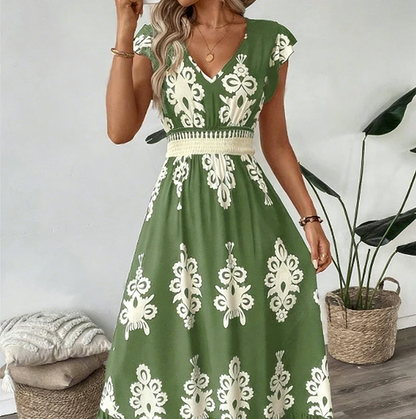 Candela - Vestido maxi barroco con escote en V para Mujer