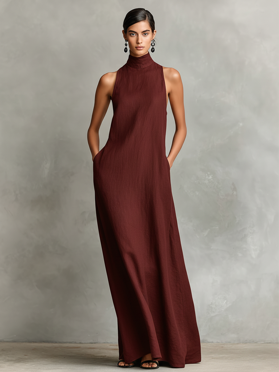 Caterina | Vestido largo negro minimalista para Mujer