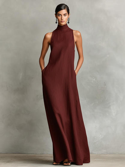 Caterina | Vestido largo negro minimalista para Mujer