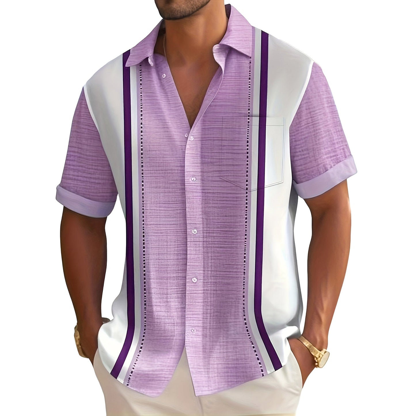 Stijn | Camisa de resort a rayas para Hombre