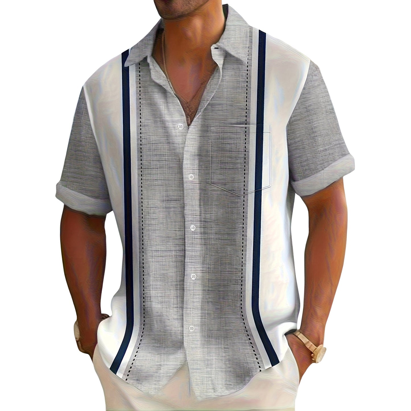 Stijn | Camisa de resort a rayas para Hombre