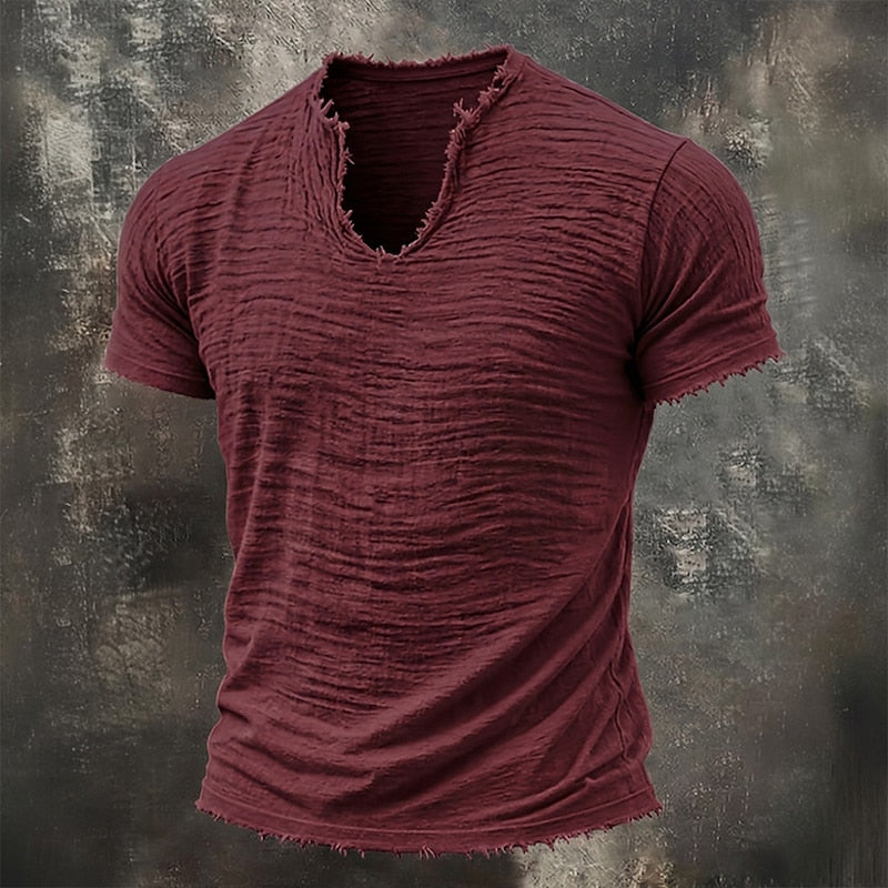 Jairo - Camiseta Vintage de Cuello en V para Hombre