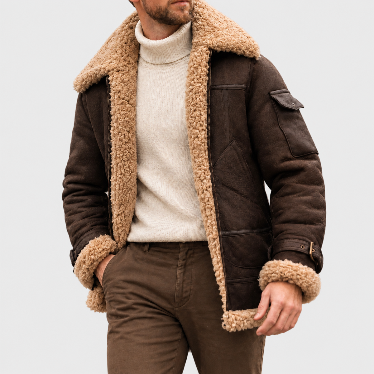 Zayne - Chaqueta de Aviador de Ante para Hombre